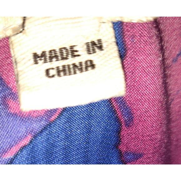 Blue Hawaiian Tank Top Sz 10 ECI New York Vintage Silky Look Floral Tropical 10 - Picture 10 of 12